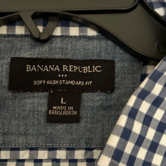 Banana Republic Navy/White Checkered button up - Picture 2 of 4